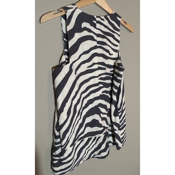 Emerson Fry A Line Mod Top Size M Pewter Zebra Sleeveless Pockets Designer Chic - Picture 3 of 7